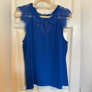 Brixon Ivy Colbalt Blue Jarred Cap Sleeve Blouse Womens Size Large
